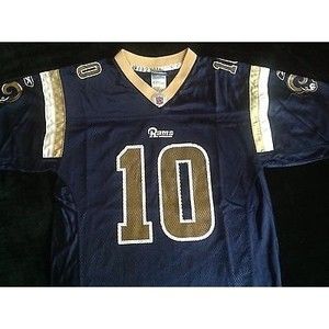 St Louis Rams Jersey LARGE L BOYS Marc Bulger #10 Reebok Blue LOS ANGELES